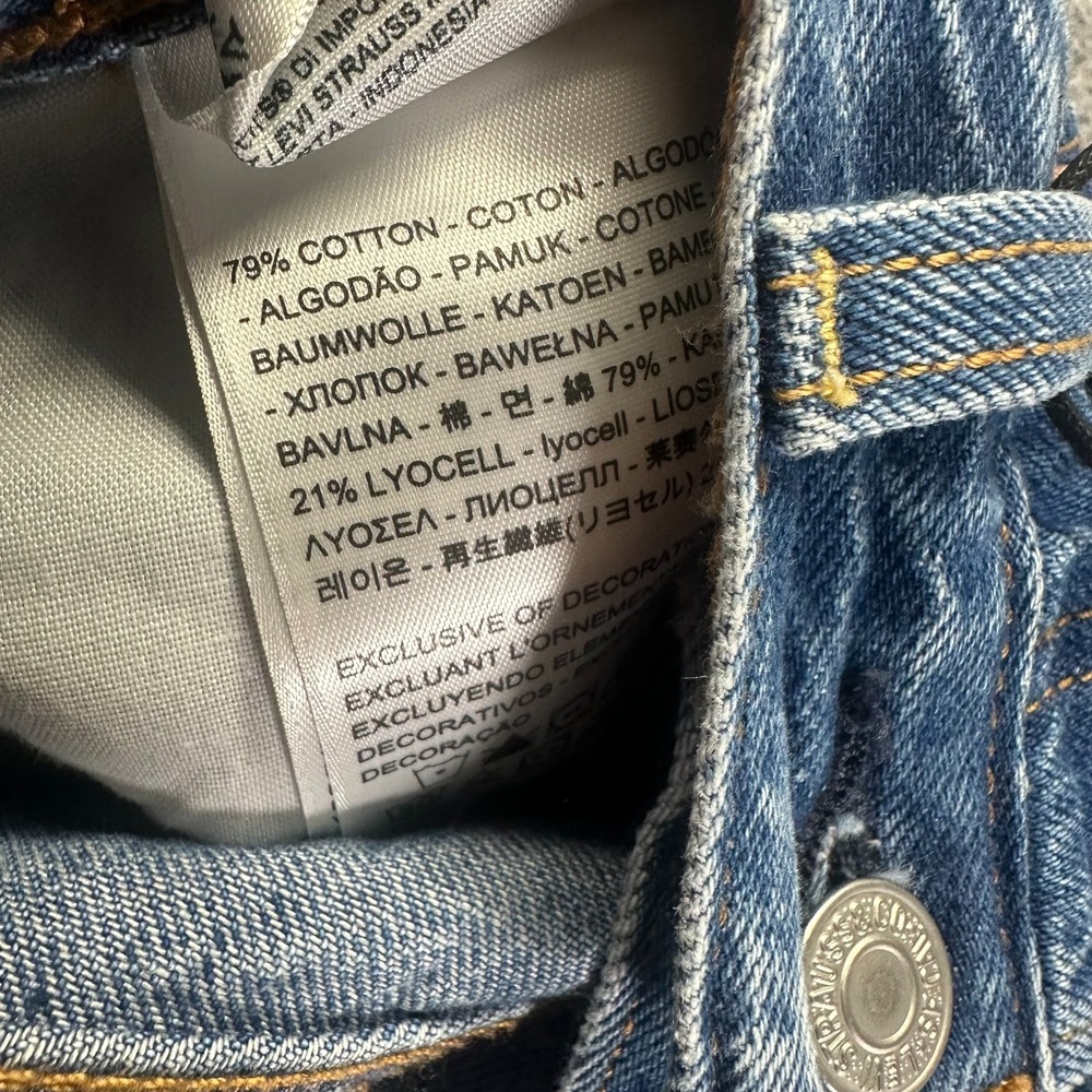Levi's Ribcage Jeans Womens 28x29 Blue Denim Straight Leg Ankle Faded Distressed - Picture 8 of 12